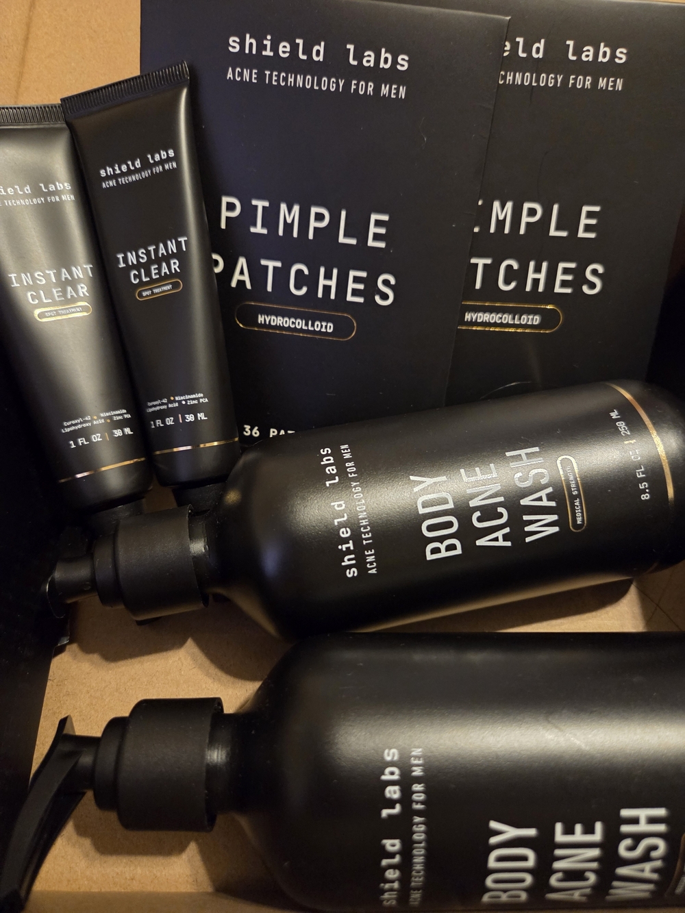 Body Acne Wash & Instant Clear Set With Pimple Patches New Shield Labs